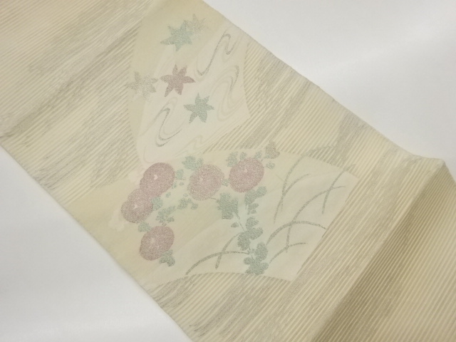 絽地紙に万寿菊・紅葉模様織出し袋帯